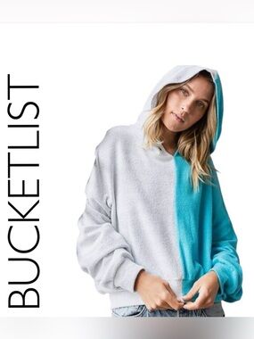 BUCKETLIST Women's Cowl Neck Sweater - Gray and Blue
